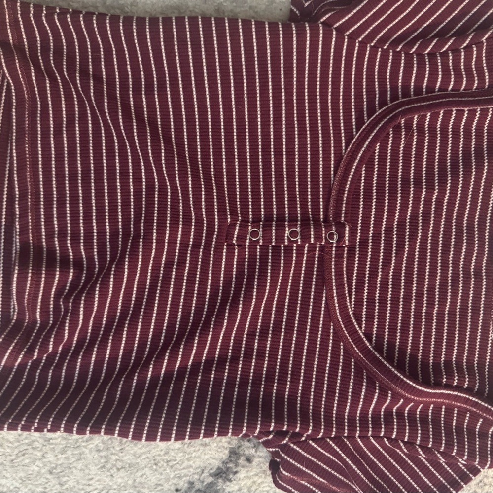 Cotton On Burgundy Striped Crop Top